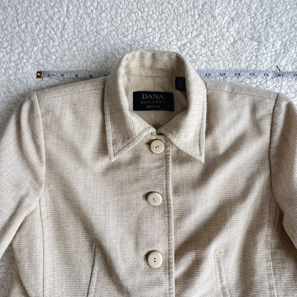 Dana Buchman Vintage Women's Blazer Size 12P Beige/Tan Lined Wool Blend - Picture 6 of 8